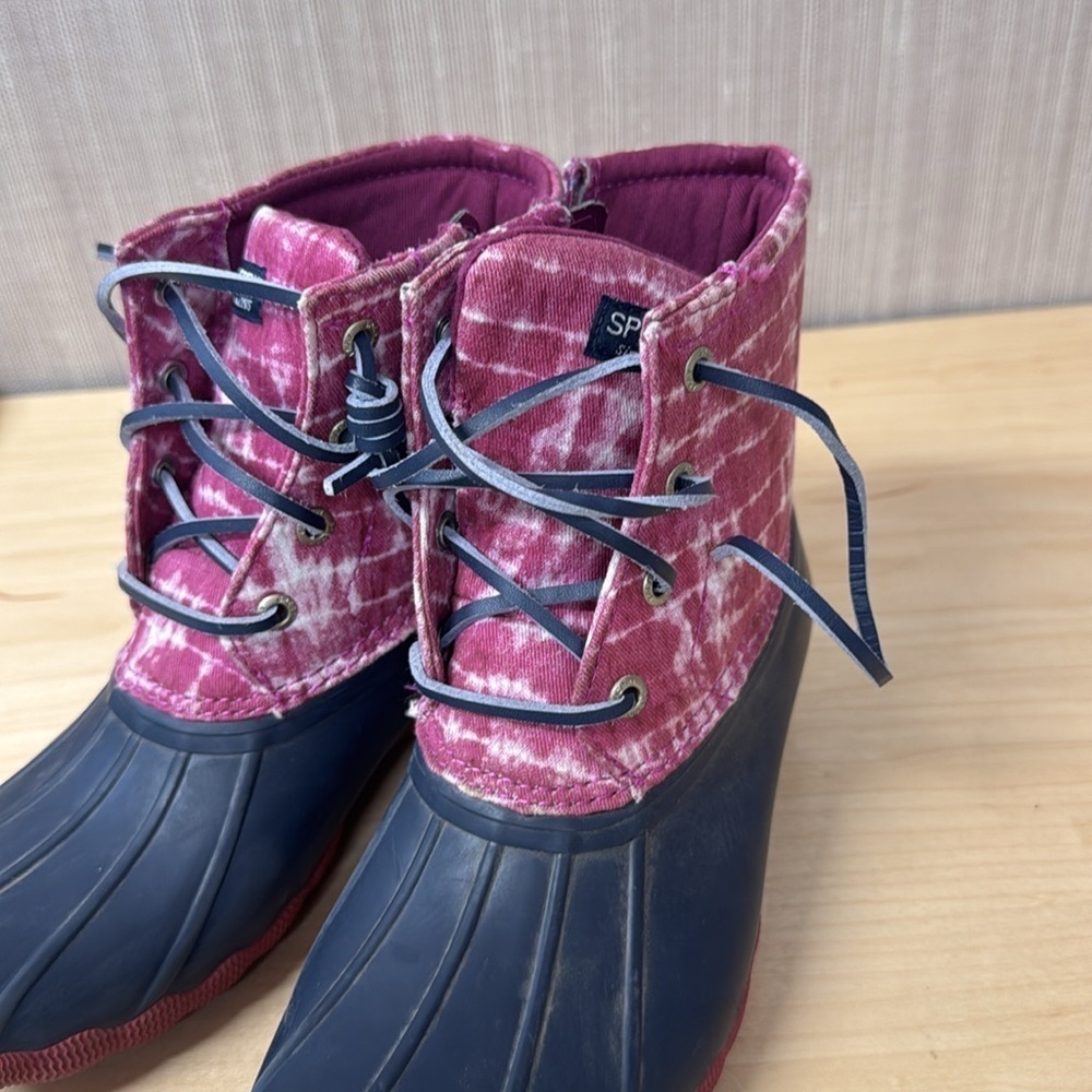 Sperry Saltwater rubber rain duck boots purple and blue youth size 2 - Picture 8 of 9